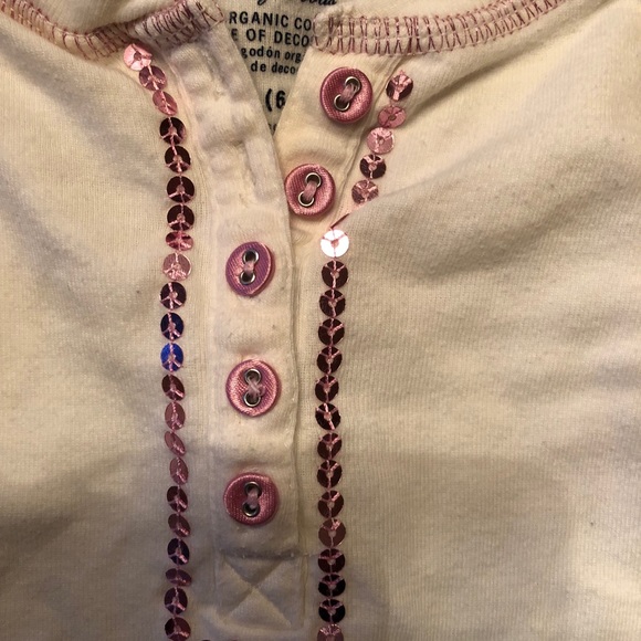 Faded Glory cream T-shirt w pink glitter detail - Picture 2 of 3